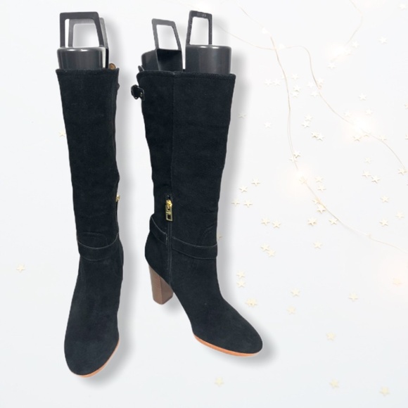 Black Suede Coach Beverly Heeled Boots Sz 6.5B - Picture 2 of 7